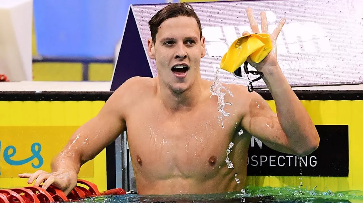 Mitch Larkin after winning the Men's 200 LC Metre Individual Medley during day three of the 2019 Australian National Swimming Championships