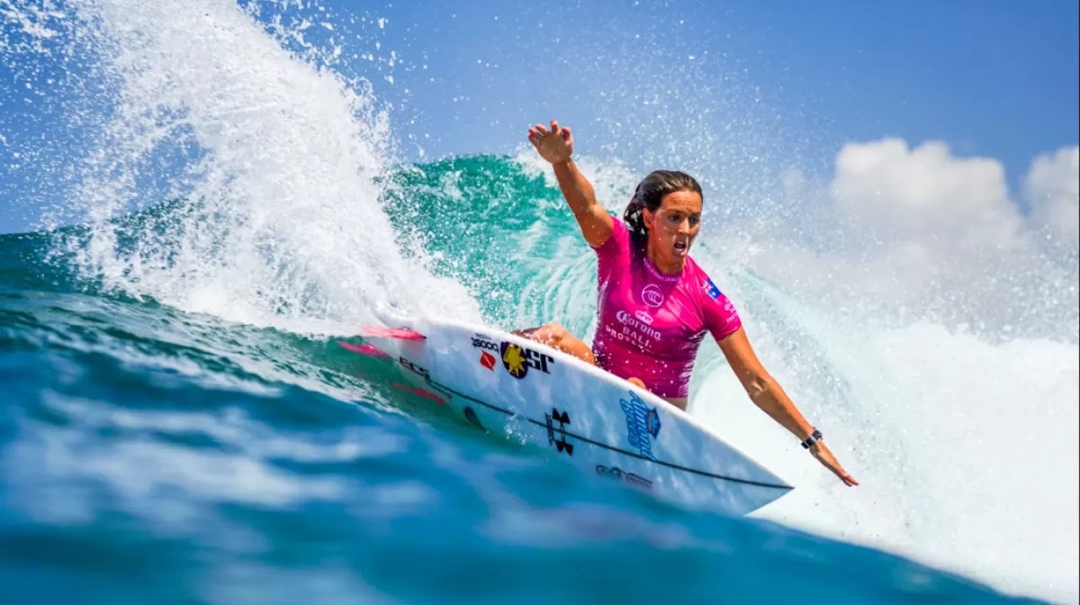 Sally Fitzgibbons competes in the WSL in Bali