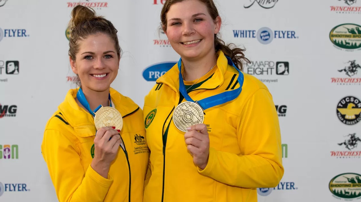 Three trap shooting World Cup medals