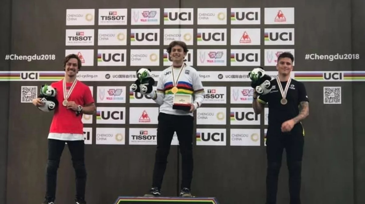 Bronzed Loupos celebrates podium at 2018 UCI BMX Freestyle Worlds