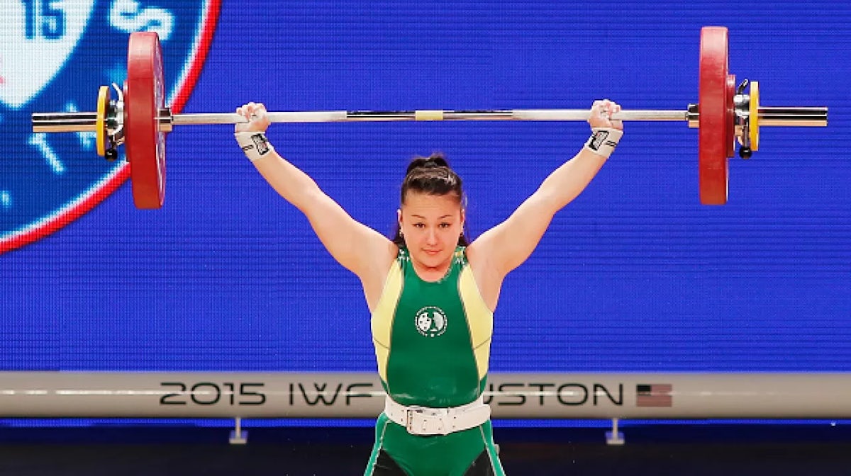 HOUSTON, TX - NOVEMBER 21: Erika Yamasaki of Australia competes in the women's 53kg weight class during the 2015 International Weightlifting Federation World Championships at the George R. Brown Convention Center on November 21, 2015 in Houston, Texas -