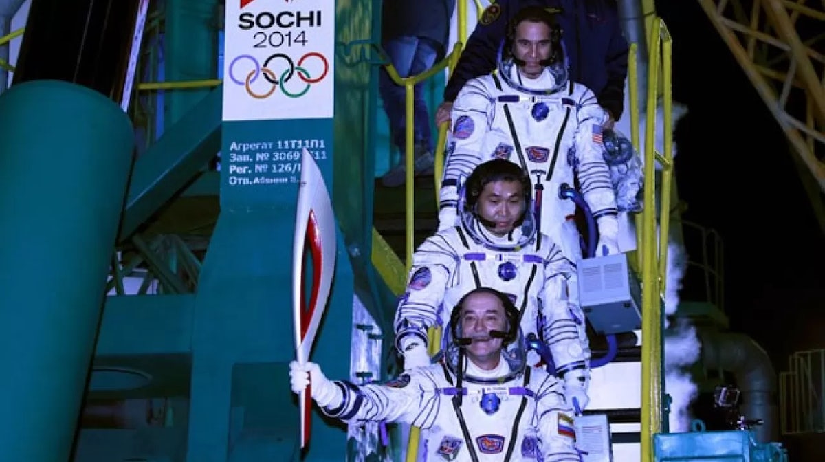Torch goes for space walk