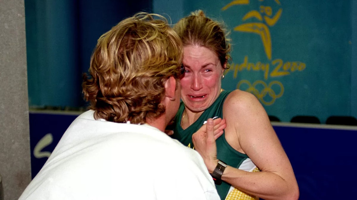 Jane Saville of Australia after being disqualifyed in the Women's 20km Walk held at Olympic Stadium during the Sydney 2000 Olympic Games, Sydney, Australia. Mandatory Credit: Stu Forster/ALLSPORT