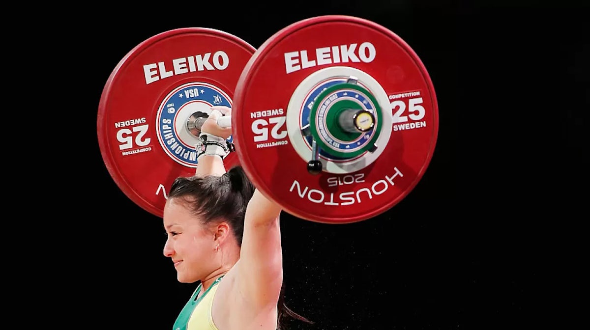 Erika Yamasaki of Australia competes in the women's 53kg weight class during the 2015 International Weightlifting Federation World Championships at the George R. Brown Convention Center on November 21, 2015 in Houston, Texas.