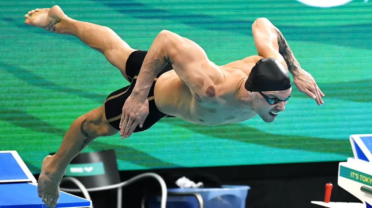 Kyle Chalmers off the blocks in the Men's 100 metre Freestyle final during the Australian National Olympic Swimming Trials at SA Aquatic & Leisure Centre 