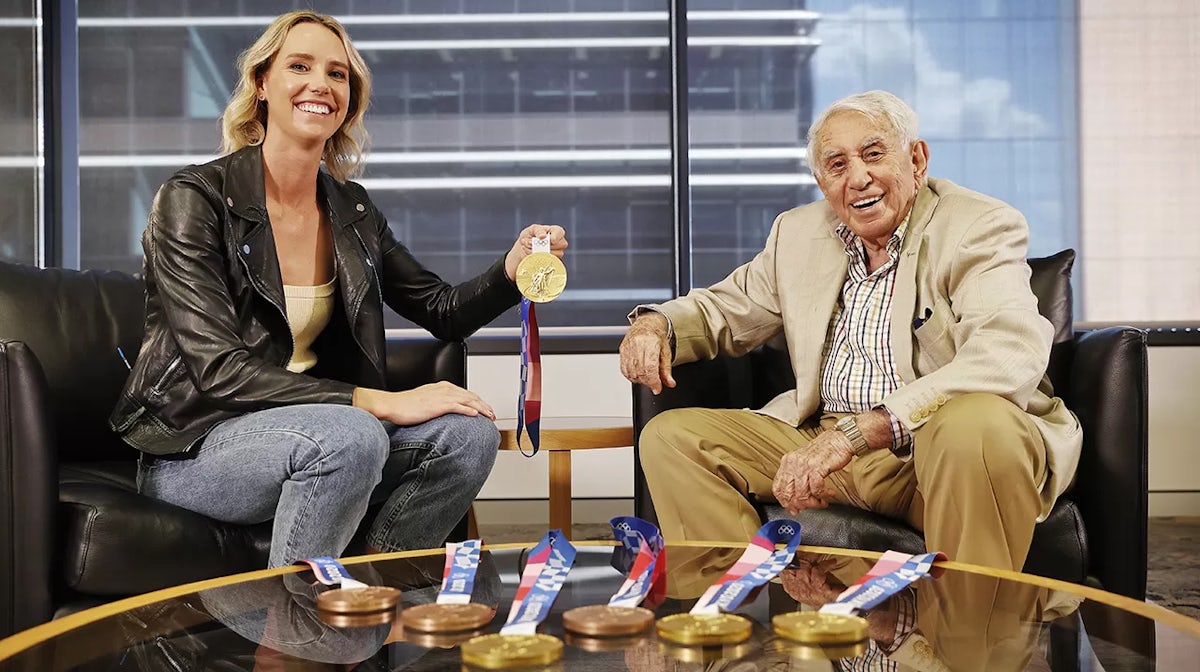 Olympic champion swimmer Emma McKeon pictured with Harry Triguboff