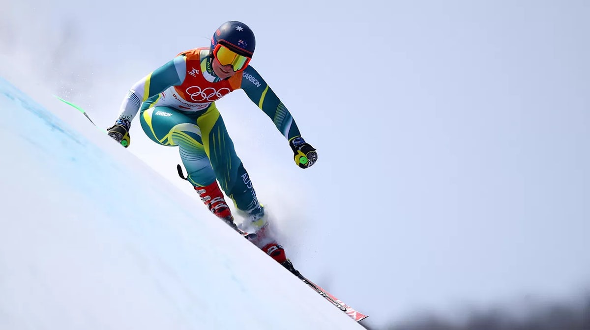 Greta Small of Australia competes during the Ladies' Downhill on day 12 of the PyeongChang 2018 Winter Olympic Games at Jeongseon Alpine Centre on February 21, 2018 in Pyeongchang-gun, South Korea.